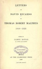 Cover of: Letters of David Ricardo to Thomas Robert Malthus, 1810-1823 by David Ricardo