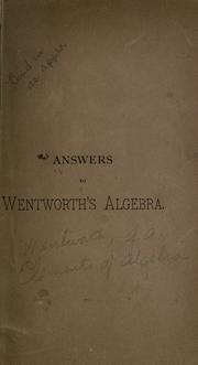 Cover of: Answers to Wentworth's algebra.