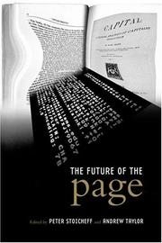 Cover of: The future of the page by edited by Peter Stoicheff and Andrew Taylor.