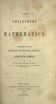 Cover of: The philosophy of mathematics by Auguste Comte