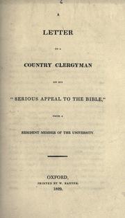 Cover of: A letter to a country clergyman on his "Serious appeal to the Bible"