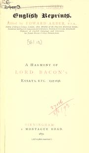 Cover of: A  harmony of the essays, etc.: Arranged by Edward Arber.