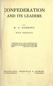 Cover of: Confederation and its leaders by Hammond, Melvin Ormond