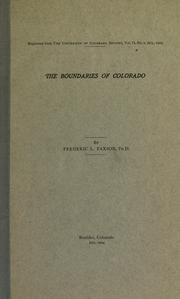 Cover of: The boundaries of Colorado.