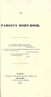 Cover of: The parson's horn-book. by Browne, Thomas