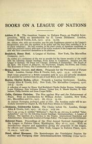 Cover of: Books on a League of Nations