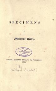 Cover of: Specimens of macaronic poetry.
