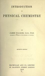 Cover of: Introduction to physical chemistry by Walker, James