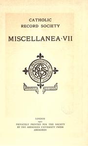 Cover of: Miscellanea VII.