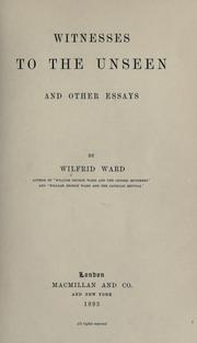 Cover of: Witnesses to the unseen, and other essays by Wilfrid Philip Ward, Wilfrid Philip Ward