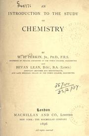 Cover of: An introduction to the study of chemistry