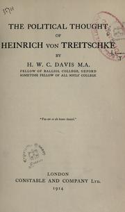 Cover of: The political thought of Heinrich von Treitschke. by H. W. Carless Davis