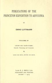 Publications of the Princeton Expedition to Abyssinia by Enno Littmann