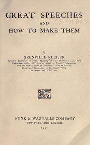 Cover of: Great speeches and how to make them