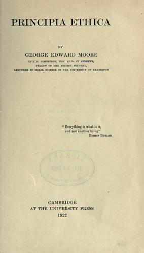 Principia ethica by Moore, G. E.