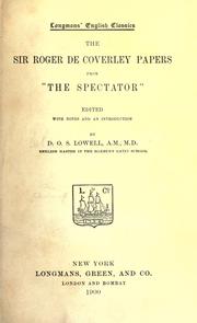 Cover of: The Sir Roger de Coverley papers, from "The Spectator" by Joseph Addison