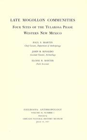 Cover of: Late Mogollon communities: four sites of the Tularosa phase, western New Mexico