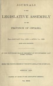 Cover of: Journals of the Legislative Assembly of the Province of Ontario. by Ontario. Legislative Assembly.