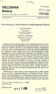 Cover of: Donrichardsia, a new genus of Amblystegiaceae (musci)