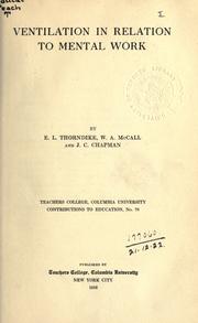 Cover of: Ventilation in relation to mental work by Edward L. Thorndike