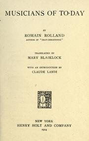Cover of: Musicians of to-day by Romain Rolland