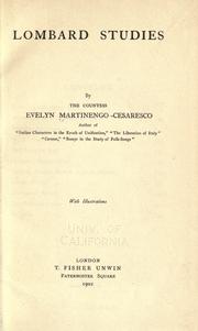 Lombard studies by Martinengo-Cesaresco, Evelyn Lilian Hazeldine Carrington contessa