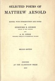 Cover of: Selected poems of Matthew Arnold. by Matthew Arnold