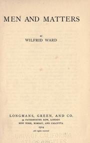 Cover of: Men and matters by Wilfrid Philip Ward, Wilfrid Philip Ward