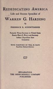 Cover of: Rededicating America by Harding, Warren G.