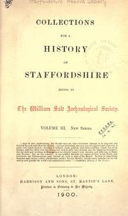 Cover of: Collections for a history of Staffordshire. New Series Volume III by Staffordshire Record Society