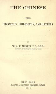 Cover of: The Chinese: their education, philosophy, and letters.