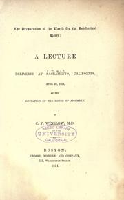 Cover of: The preparation of the earth, for the intellectual races by Charles Frederick Winslow, Charles Frederick Winslow