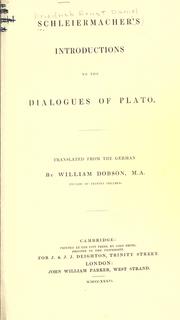 Cover of: Schleiermacher's Introductions to the Dialogues of Plato. by Friedrich Schleiermacher
