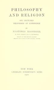 Cover of: Philosophy and religion by Hastings Rashdall