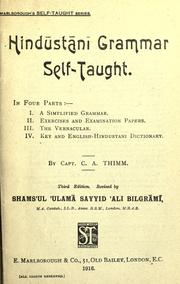 Cover of: Hindustani grammar self-taught. by Carl Albert Thimm