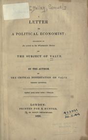 Cover of: A letter to a political economist by Samuel Bailey