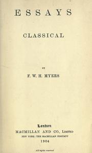 Cover of: Essays - classical. by Frederic William Henry Myers