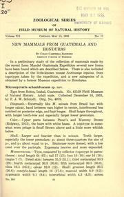 Cover of: New mammals from Guatemala and Honduras.