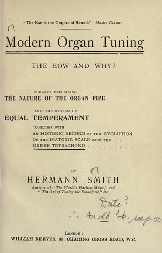 Modern organ tuning by Hermann Smith