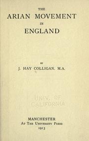 Cover of: The Arian movement in England