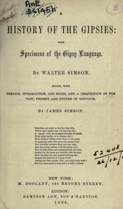 Cover of: A history of the Gipsies by Walter Simson