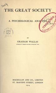 Cover of: The great society by Graham Wallas