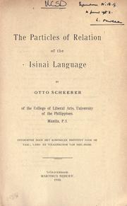 The particles of relation of the Isinai language by Otto Scheerer