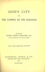 Cover of: God's city and the coming of the kingdom.