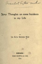 Cover of: Stray thoughts on some incidents in my life.