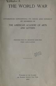 The world war by American Academy of Arts and Letters.