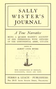 Cover of: Sally Wister's journal by Sarah Wister