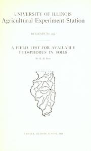 Cover of: A field test for available phosphorus in soils by R. H. Bray