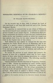 Cover of: Biographic memorial of Dr. Charles N. Hewitt by William Watts Folwell