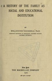Cover of: A history of the family as a social and educational institution.